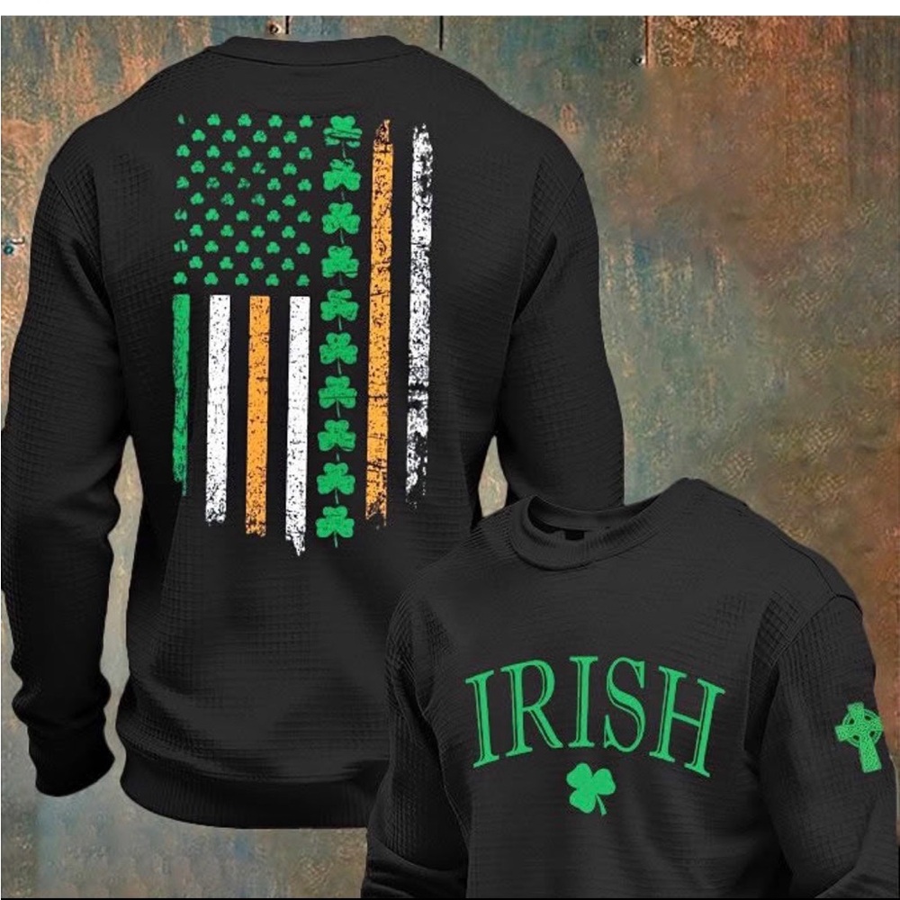 Irish Shamrock Flag Black Sweatshirt